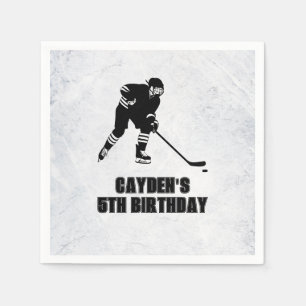 Servilleta De Papel Cumpleaños de Hockey negro y blanco