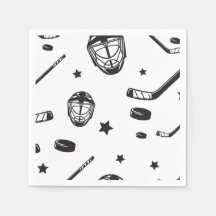 Cumpleaños de Hockey negro y blanco