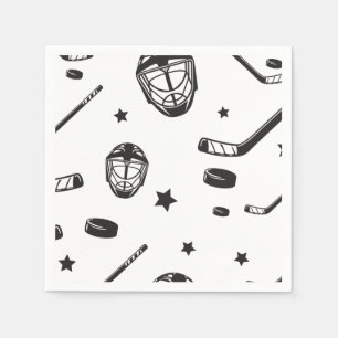 Servilleta De Papel Cumpleaños de Hockey negro y blanco