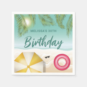 Servilleta De Papel Cumpleaños de hojas de palma de verano tropical en