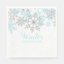 Servilleta De Papel Cumpleaños de invierno Onederland azul y plata pri