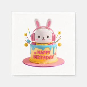 Servilleta De Papel Cumpleaños de Kawaii Bunny