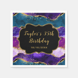 Servilleta De Papel Cumpleaños de la Agencia Púrpura y Azul