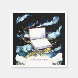 Servilleta De Papel Cumpleaños de la Biblioteca Simple de Personalizad