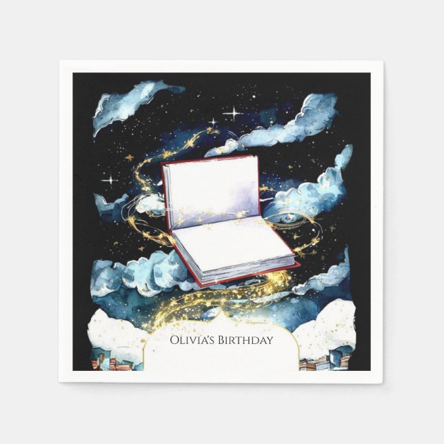 Servilleta De Papel Cumpleaños de la Biblioteca Simple de Personalizad (Anverso)