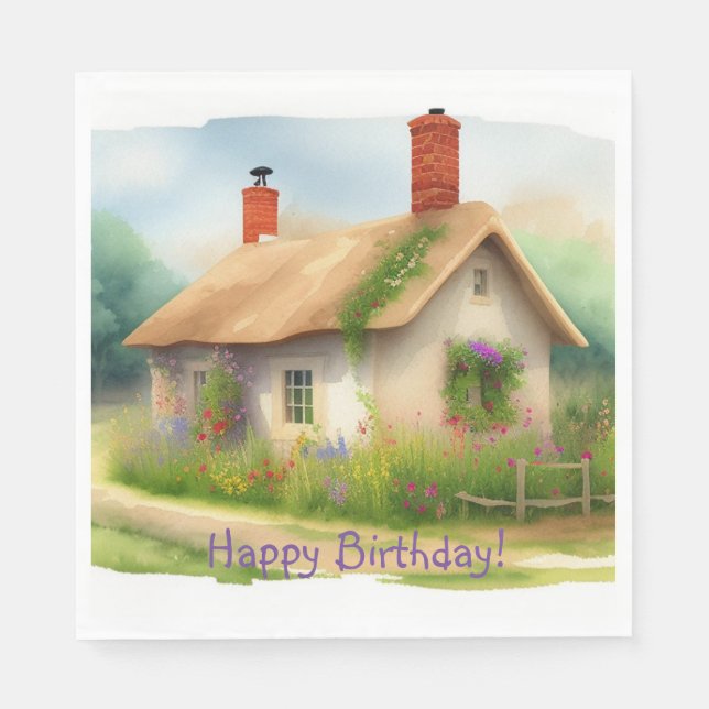 Servilleta De Papel Cumpleaños de la cabaña inglesa (Anverso)
