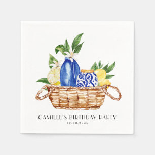 Servilleta De Papel Cumpleaños de la Canasta Mediterránea de Watercolo