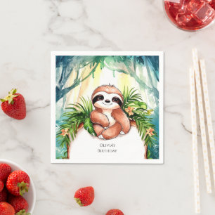 Servilleta De Papel Cumpleaños de la colorida Pastel Sloth