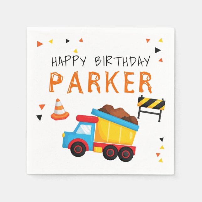 Servilleta De Papel Cumpleaños de la Construcción Personalizado (Anverso)