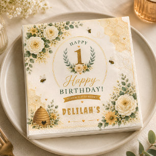 Servilleta De Papel Cumpleaños de la dulce abeja de miel