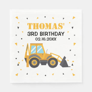 Servilleta De Papel Cumpleaños de la excavadora de construcción