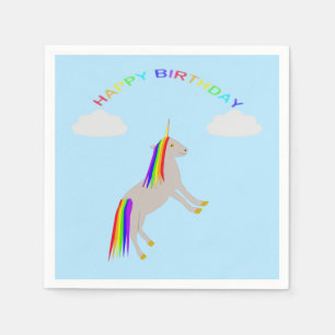 Servilleta De Papel Cumpleaños de la fantasía Unicornio Arcoiris y nub