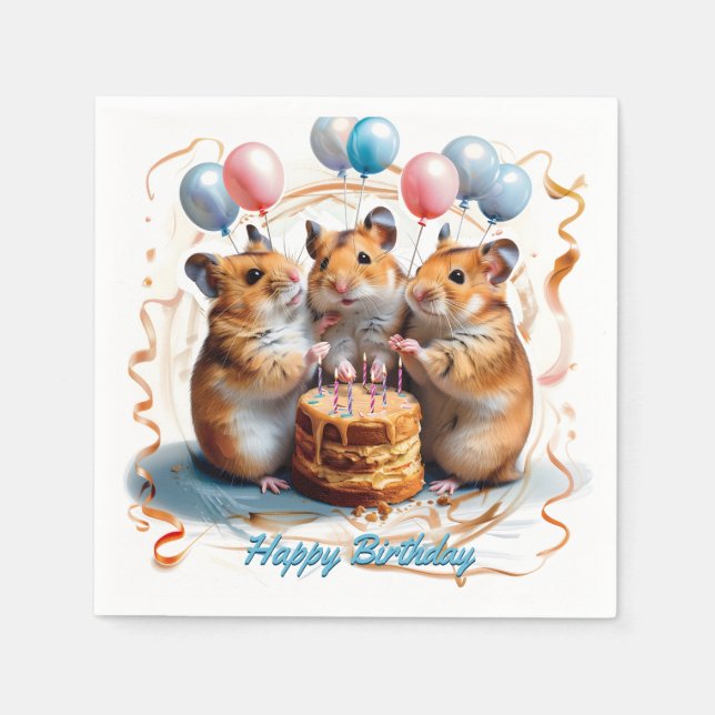 Servilleta De Papel Cumpleaños de la Fiesta de Cumpleaños de Hamsters (Anverso)