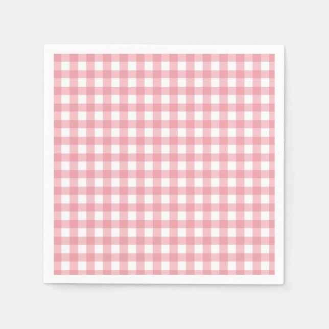 Servilleta De Papel Cumpleaños de la granja de gingham rosa (Anverso)