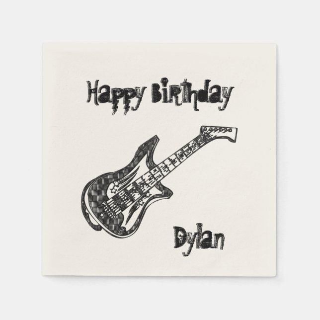 Servilleta De Papel Cumpleaños de la guitarra eléctrica (Anverso)