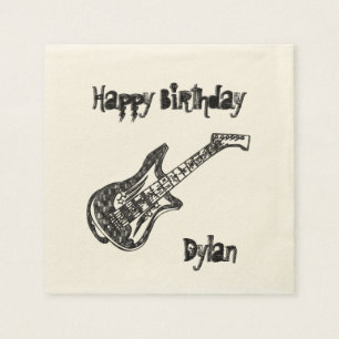 Servilleta De Papel Cumpleaños de la guitarra eléctrica