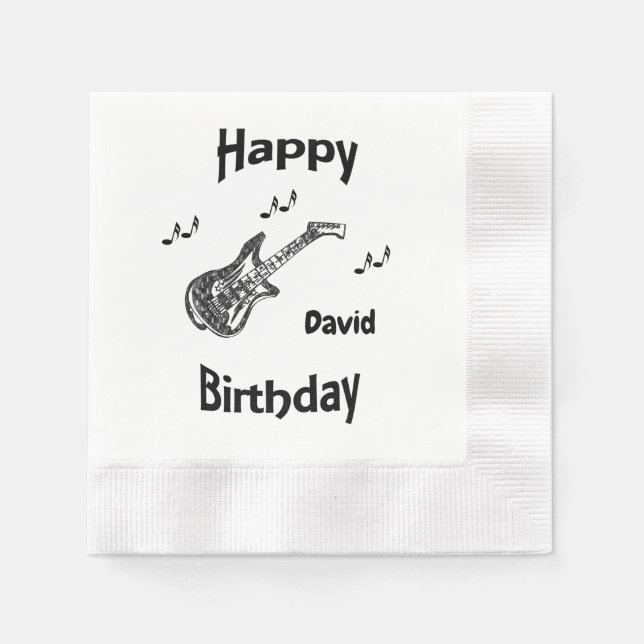 Servilleta De Papel Cumpleaños de la guitarra eléctrica (Anverso)