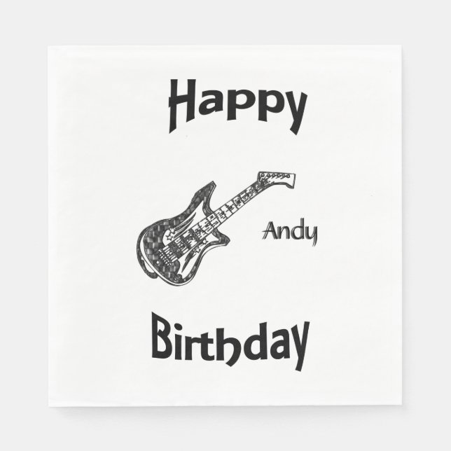 Servilleta De Papel Cumpleaños de la guitarra eléctrica (Anverso)
