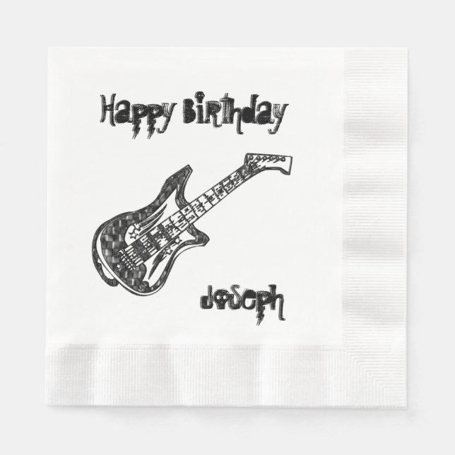 Servilleta De Papel Cumpleaños de la guitarra eléctrica (Anverso)