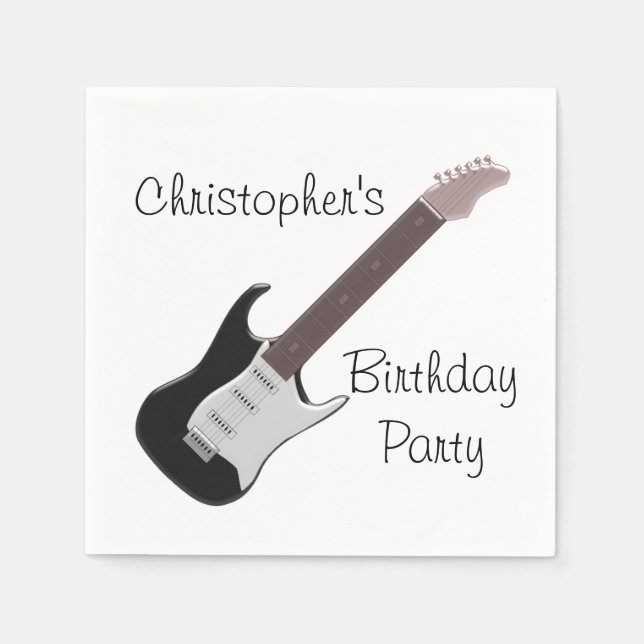 Servilleta De Papel Cumpleaños de la guitarra eléctrica (Anverso)