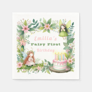 Servilleta De Papel Cumpleaños de la Hada de Pastel Verde -