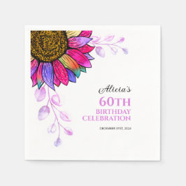 Servilleta De Papel Cumpleaños de la hoja púrpura de girasol colorido