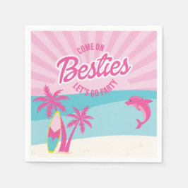 Servilleta De Papel Cumpleaños de la mejor amiga en la playa rosa de M