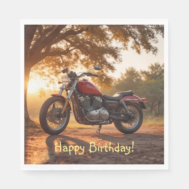 Servilleta De Papel Cumpleaños de la motocicleta (Anverso)