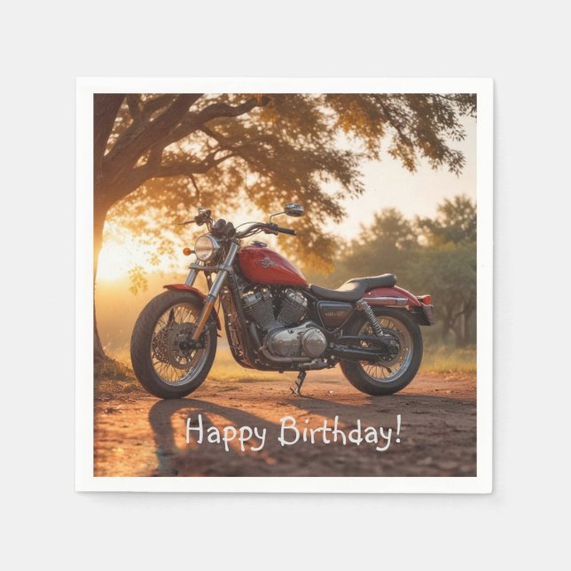 Servilleta De Papel Cumpleaños de la motocicleta (Anverso)