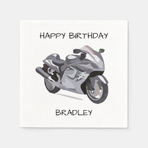 Servilleta De Papel Cumpleaños de la motocicleta gris