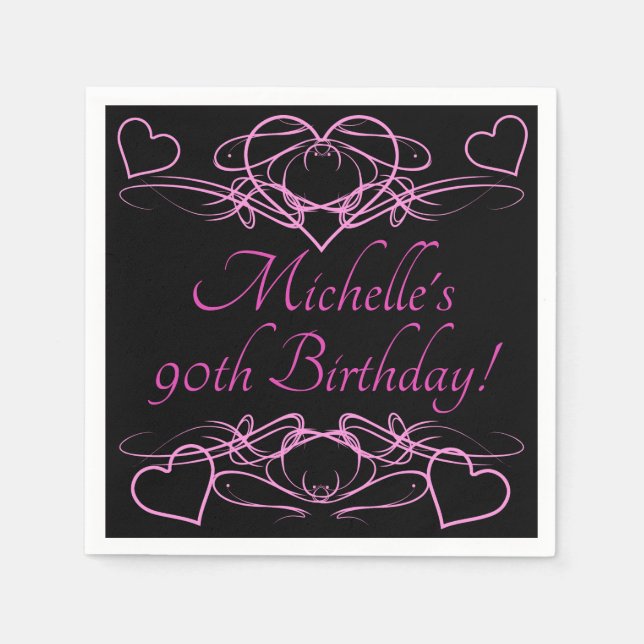 Servilleta De Papel Cumpleaños de la mujer 90 (Anverso)