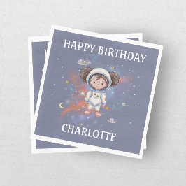 Servilleta De Papel Cumpleaños de la niña astronauta del espacio exter