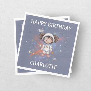 Servilleta De Papel Cumpleaños de la niña astronauta del espacio exter