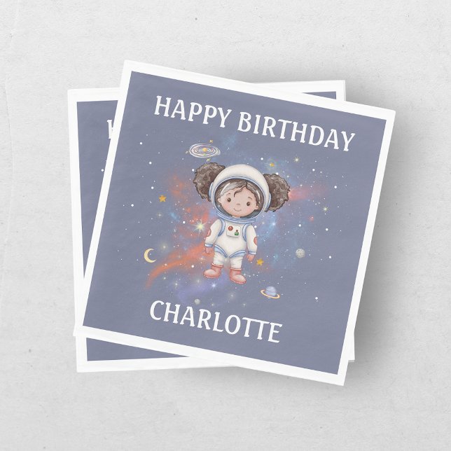 Servilleta De Papel Cumpleaños de la niña astronauta del espacio exter (Subido por el creador)