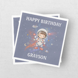 Servilleta De Papel Cumpleaños de la niña astronauta del espacio exter