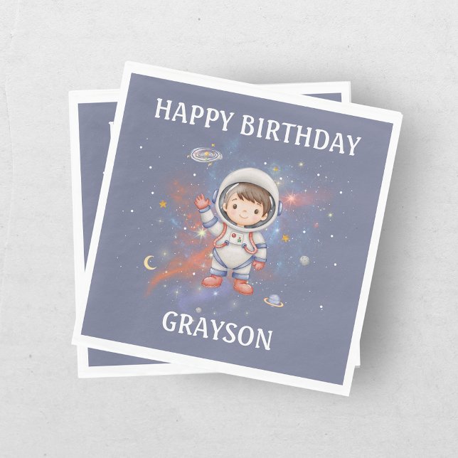 Servilleta De Papel Cumpleaños de la niña astronauta del espacio exter (Subido por el creador)