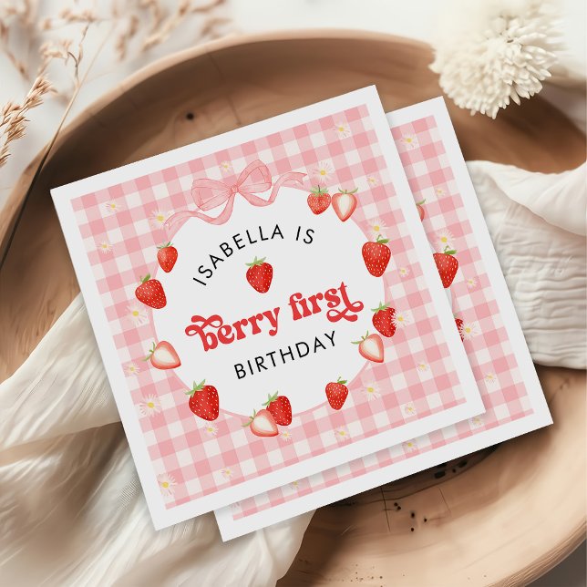 Servilleta De Papel Cumpleaños de la niña de fresa Berry First (Subido por el creador)