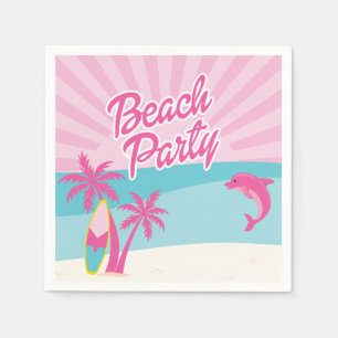 Servilleta De Papel Cumpleaños de la palma de la playa rosa