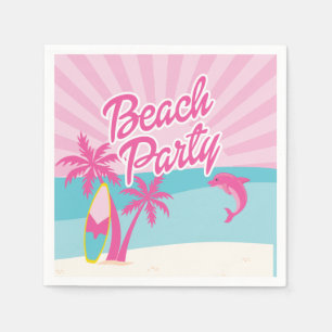 Servilleta De Papel Cumpleaños de la palma de la playa rosa