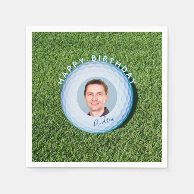 Servilleta De Papel Cumpleaños de la Pelota de Golf de Foto Firmada (Anverso)