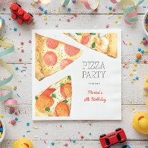 Cumpleaños de la pizza acuarela