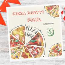 Cumpleaños de la pizza acuarela