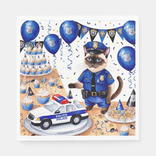Servilleta De Papel Cumpleaños de la policía (Anverso)
