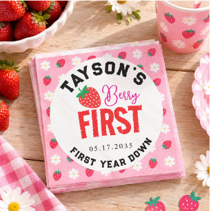 Servilleta De Papel Cumpleaños de la primera fresa de Berry