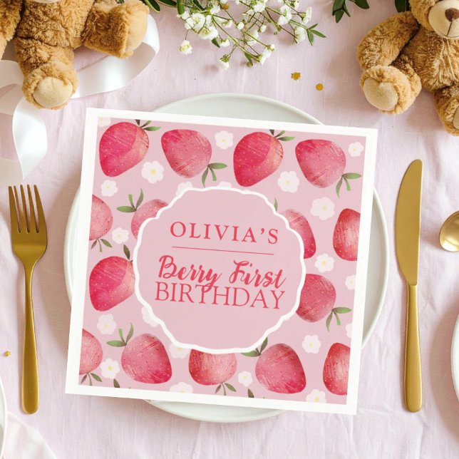 Servilleta De Papel Cumpleaños de la primera fresa roja de Berry (Subido por el creador)