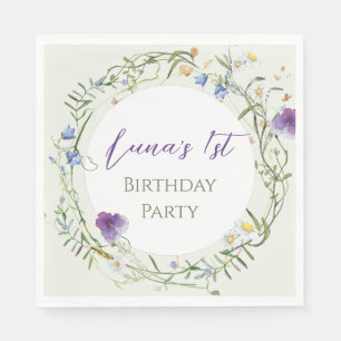 Servilleta De Papel Cumpleaños de la primera Wildflower