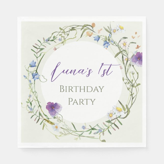 Servilleta De Papel Cumpleaños de la primera Wildflower (Anverso)