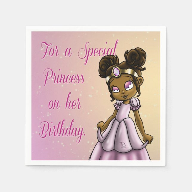 Servilleta De Papel Cumpleaños de la princesa afroamericana (Anverso)