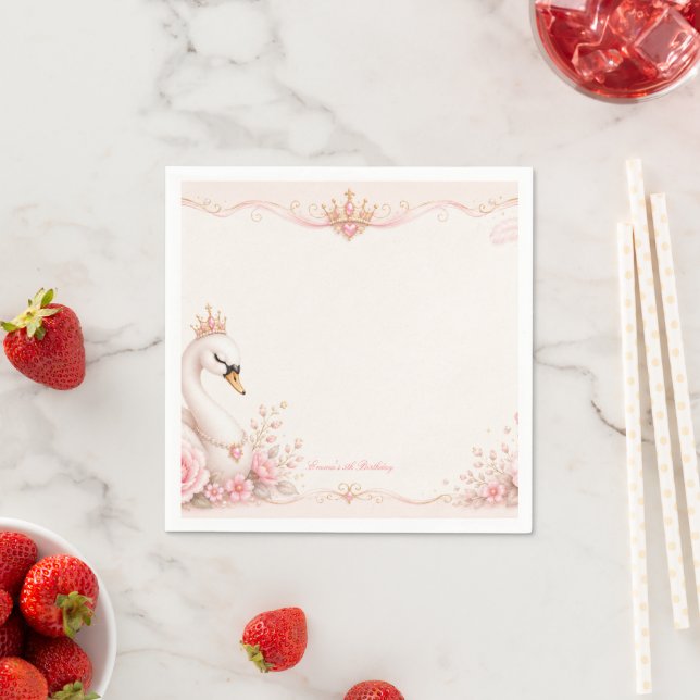 Servilleta De Papel Cumpleaños de la Princesa Cisne Cuento de Hadas Ro (In situ)