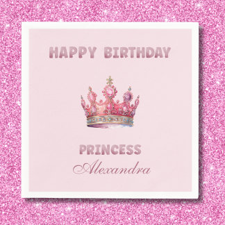 Servilleta De Papel Cumpleaños de la princesa de la corona de cuento d